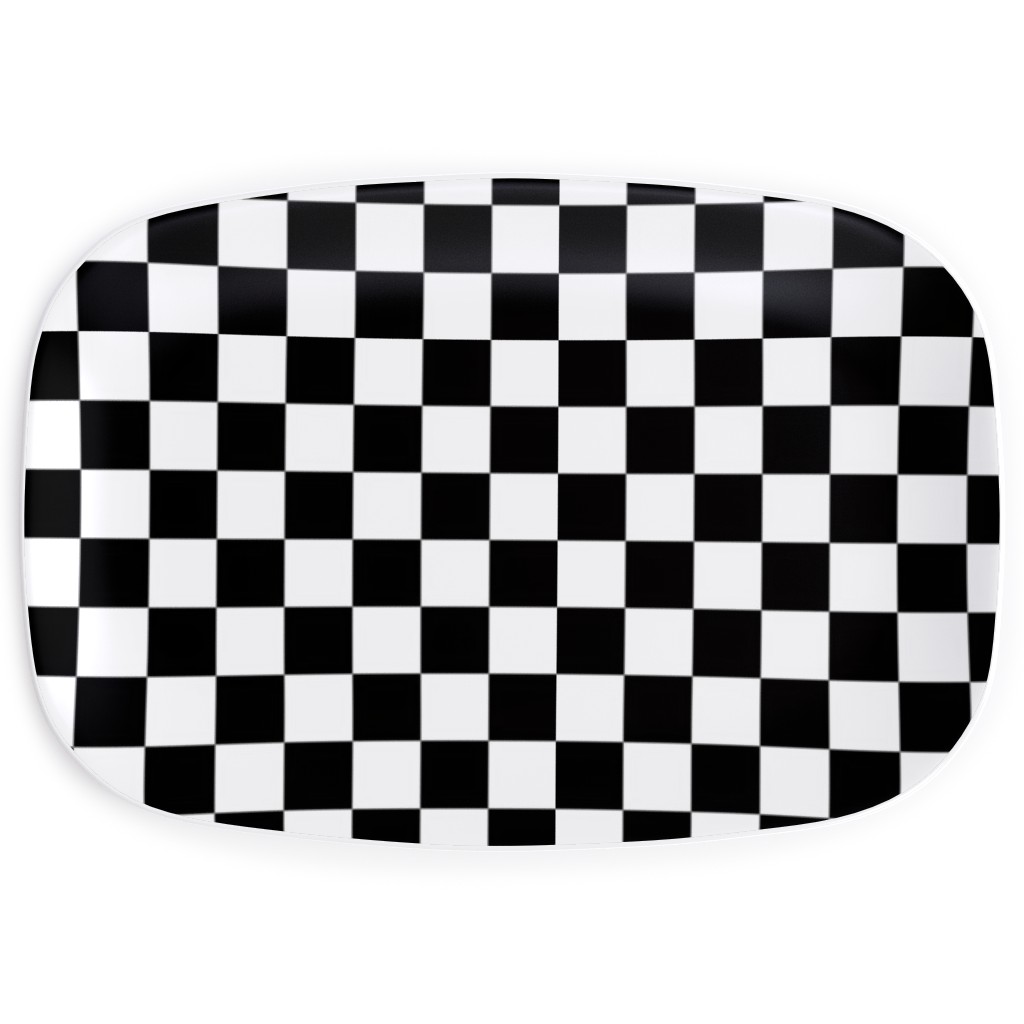 Checker - Black and White Serving Platter, Black