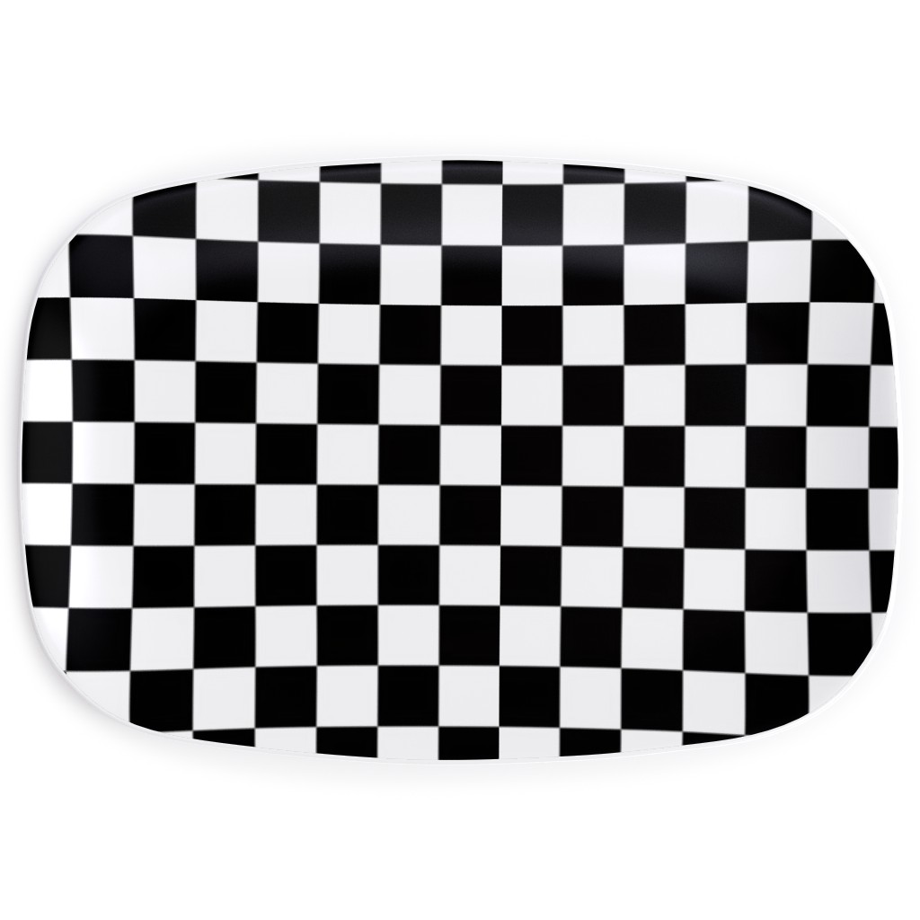Checker - Black and White Serving Platter, Black
