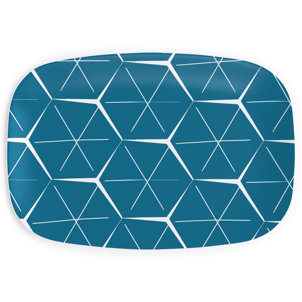 Hexagons - Blue Serving Platter, Blue, True Blue