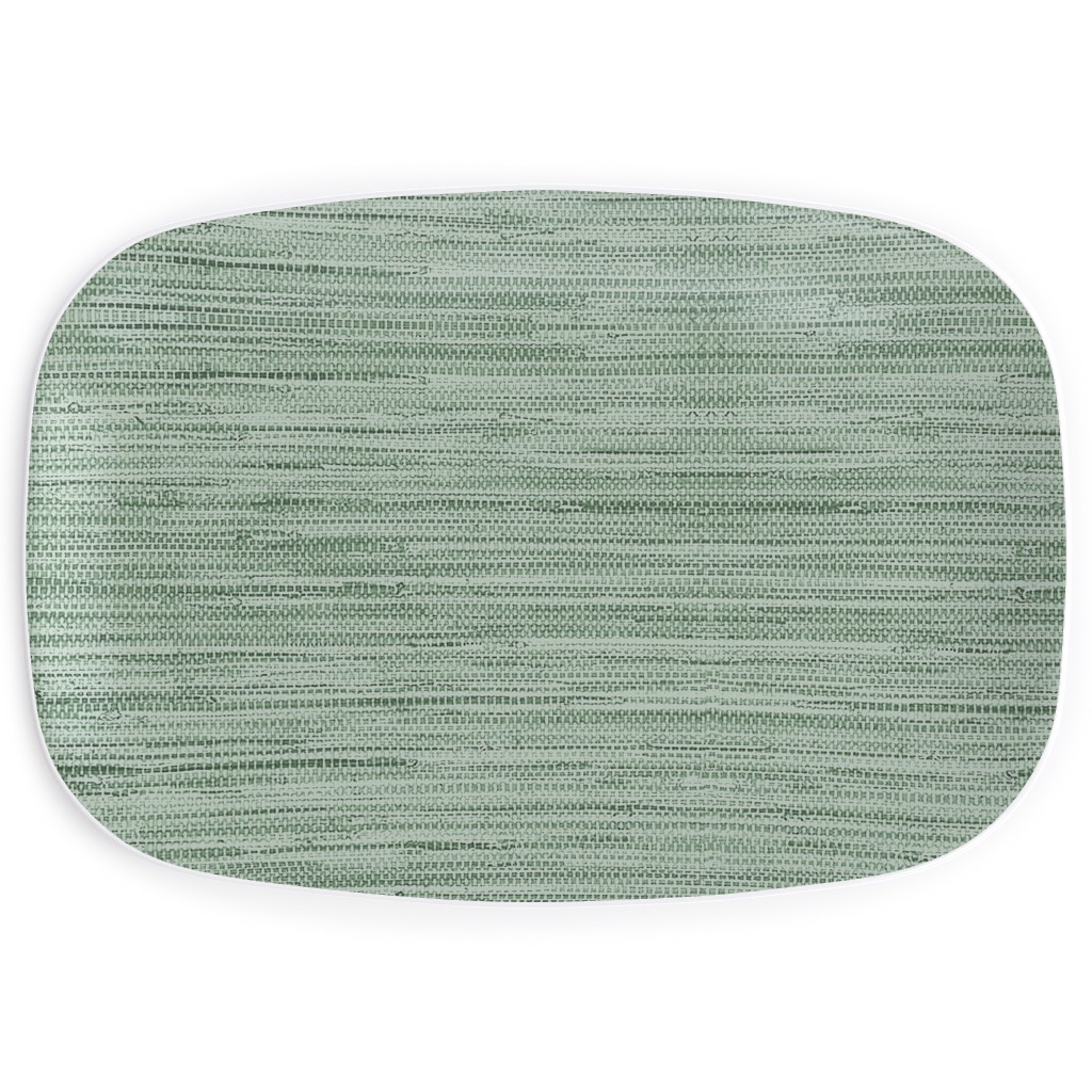 Grasscloth Serving Platter, Green