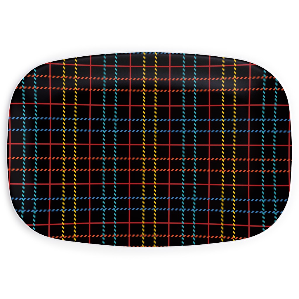 Grid Plaid - Dark Multi Serving Platter, Black