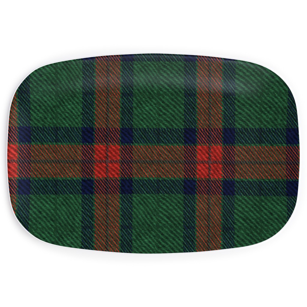 Holiday Tartan Serving Platter, Green, Classic Green