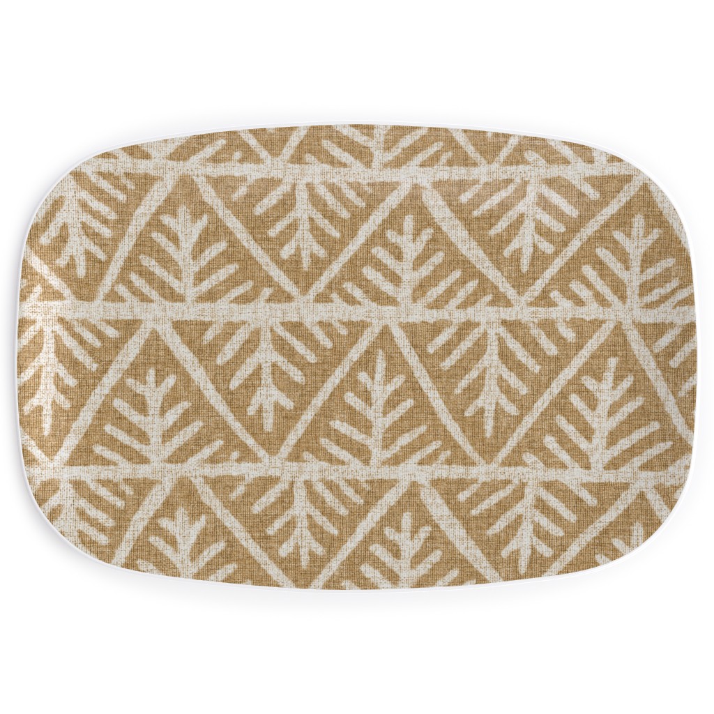 Textured Mudcloth Serving Platter, Brown