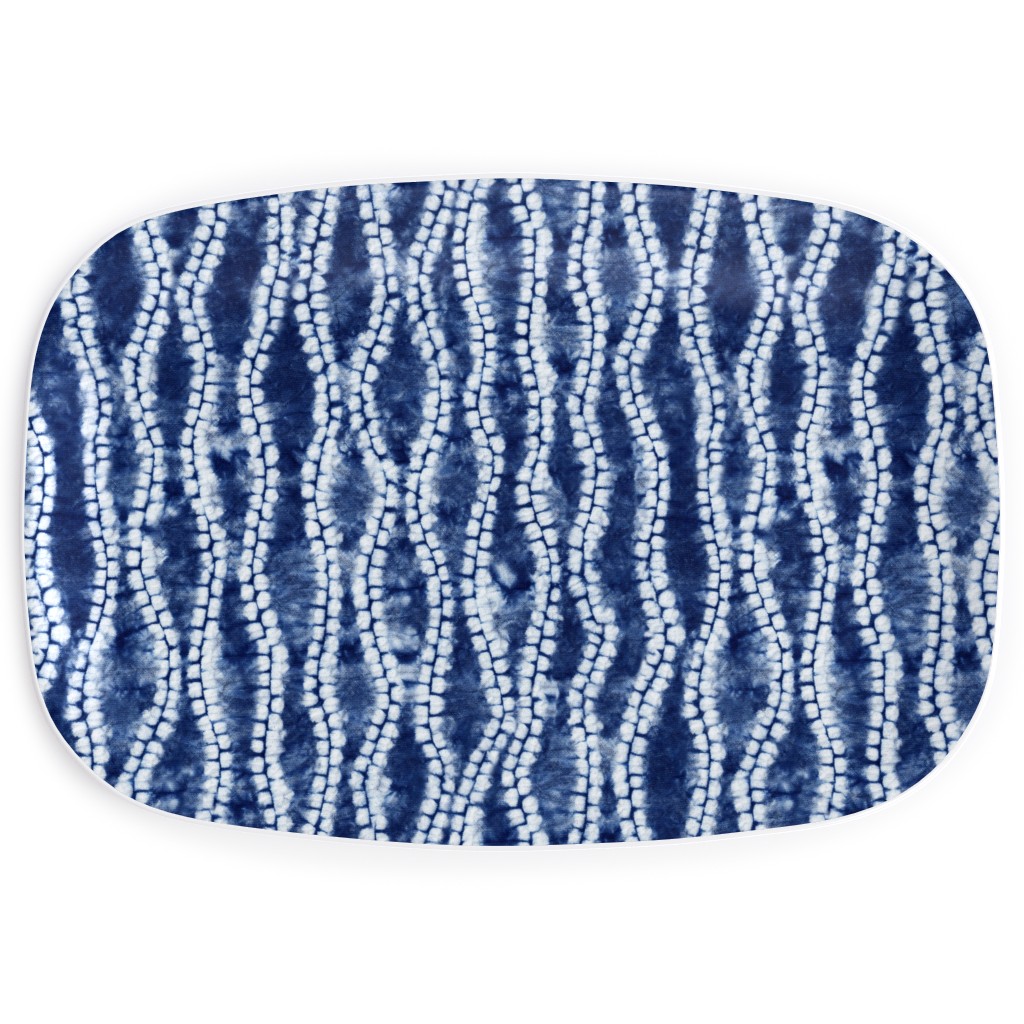 Shibori Ripples - Blue Serving Platter, Blue, True Blue
