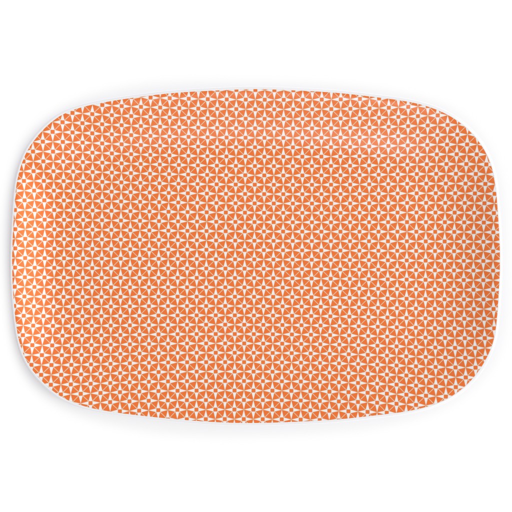 Starburst Geometric - Orange Serving Platter, Orange, Orange
