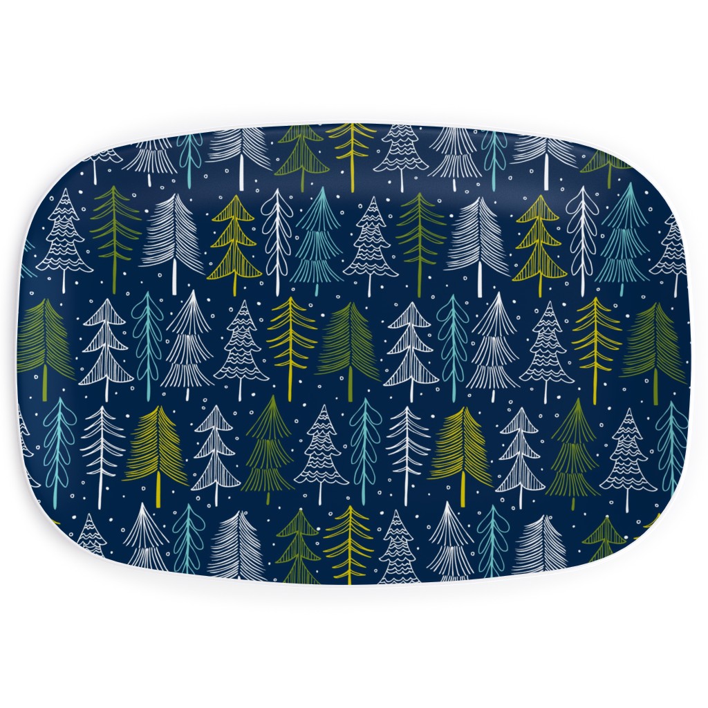 Oh' Christmas Tree Serving Platter, Blue, Silhouette