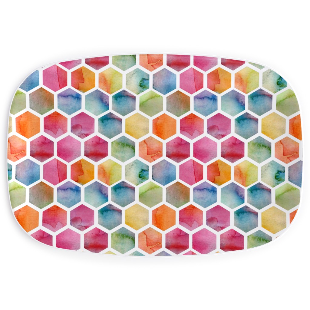 Watercolour Hexagons - Multi Serving Platter, Multicolor