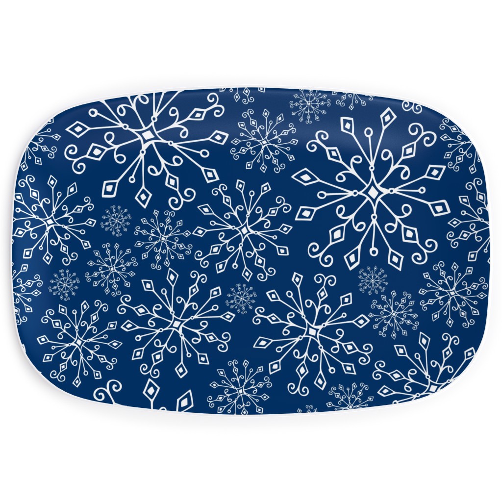 Frost Snowflakes Serving Platter, Blue