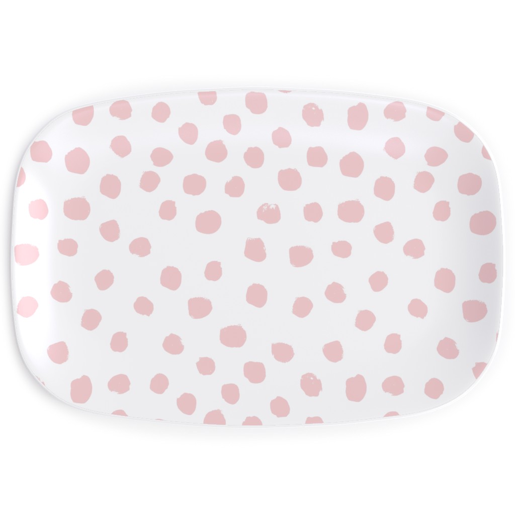 Soft Painted Dots Serving Platter, Pink