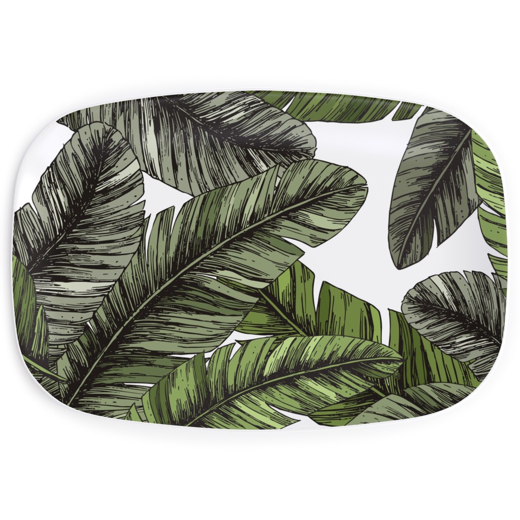 Tropical Palm Leaves - Green Serving Platter, Green