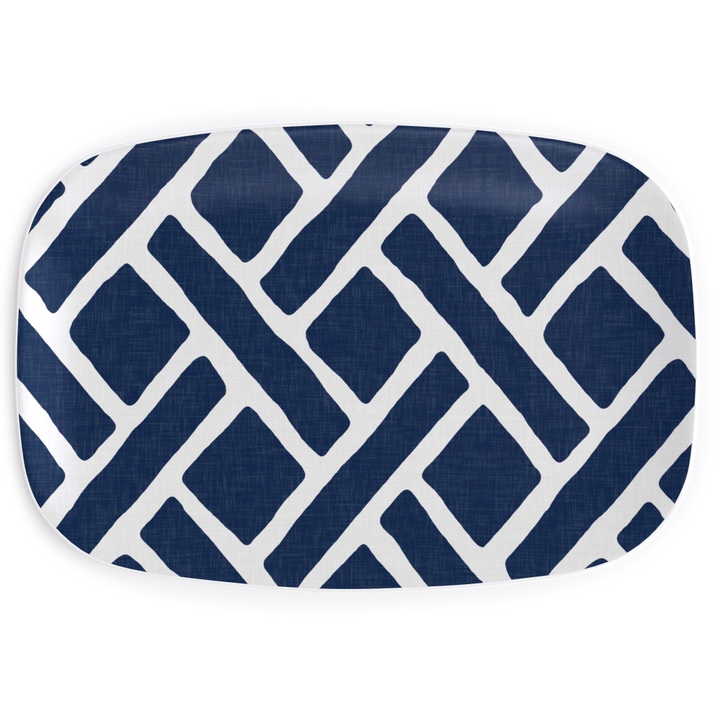 Savannah Trellis Serving Platter, Blue