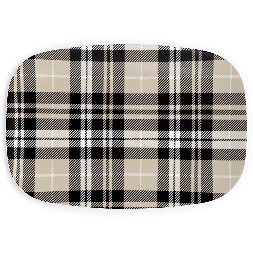 Fall Plaid Serving Platter, Beige