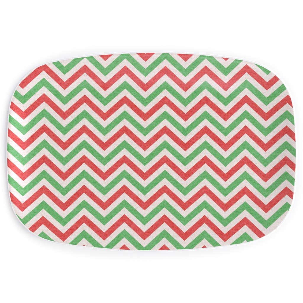 Mottled Holiday Zigzags Serving Platter, Multicolor