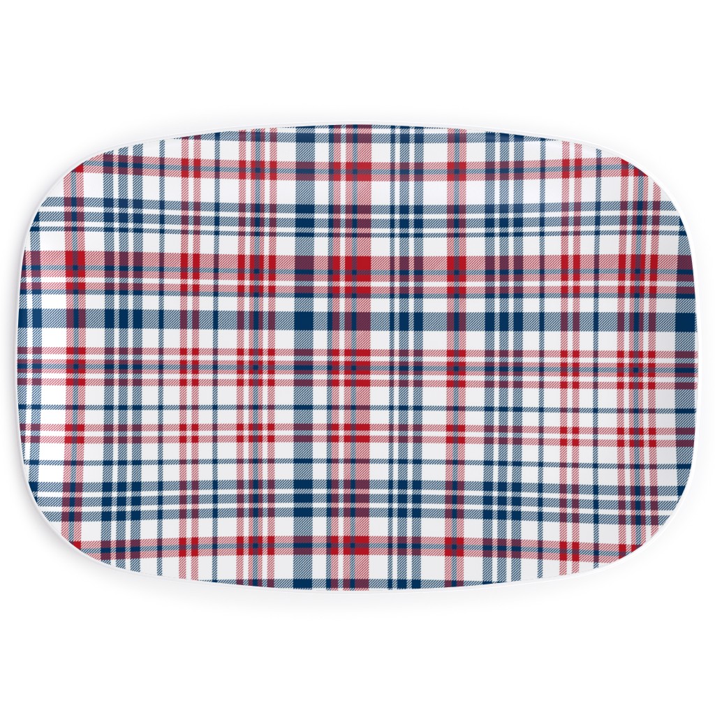 American Plaid - Blue and Red Serving Platter, Multicolor