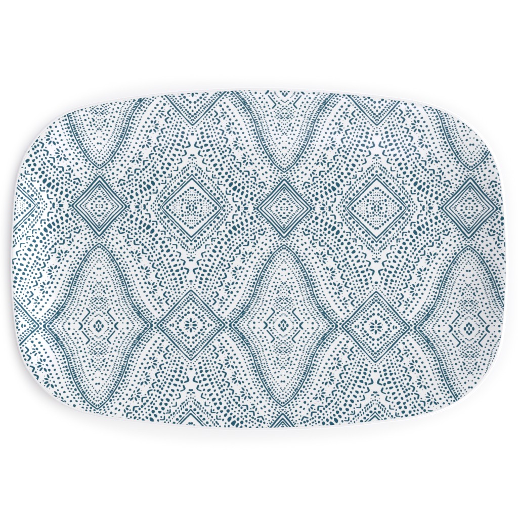 Tribal Dot - Navy Serving Platter, Blue