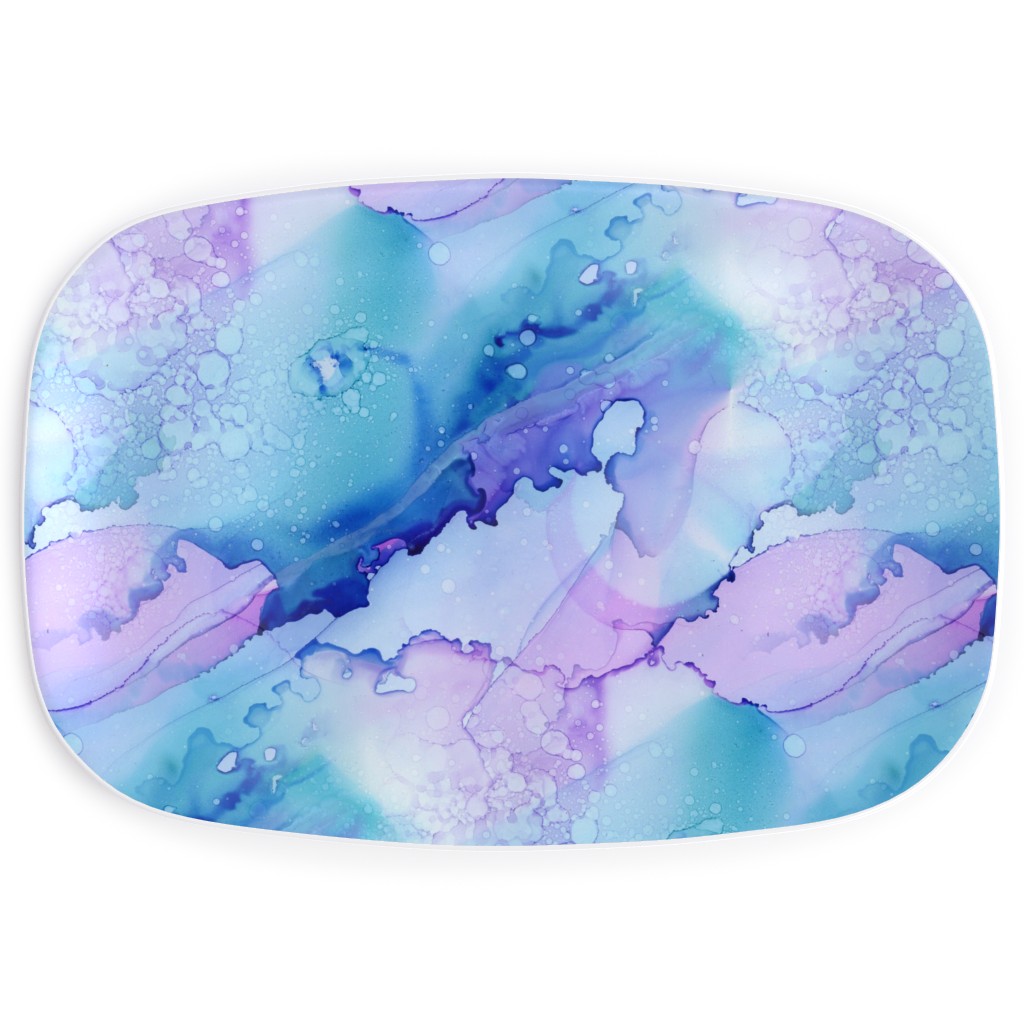 Watercolor Waves - Blue and Purple Serving Platter, Blue