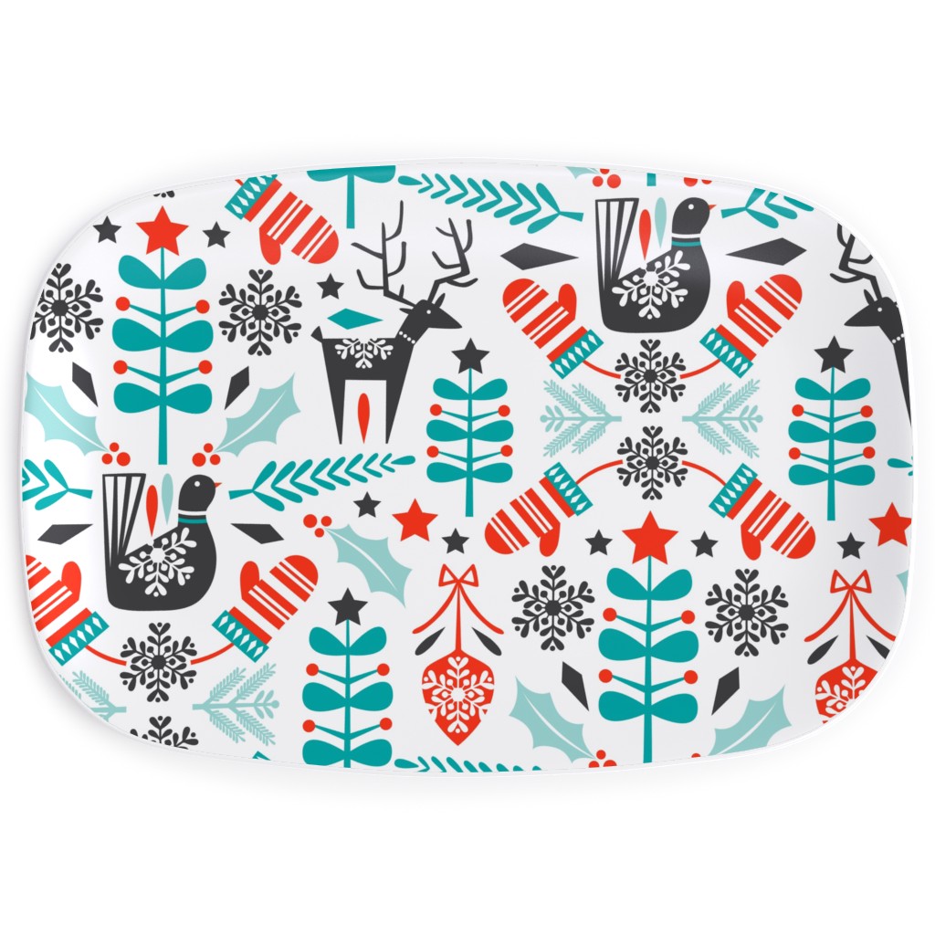 Hygge Folk Art Christmas Serving Platter, Multicolor