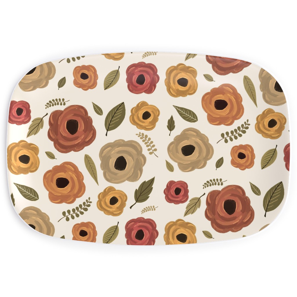 Fall Flowers - Light Serving Platter, Multicolor