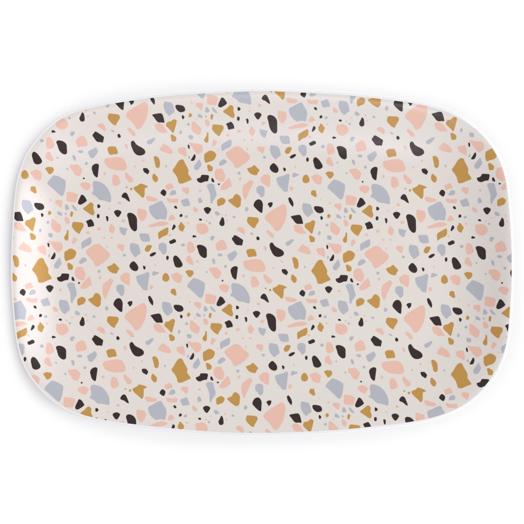 Terrazzo Coral - Gold Serving Platter, Beige