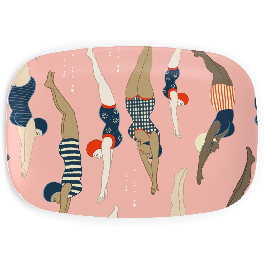 Lady Divers - Pink Serving Platter, Pink