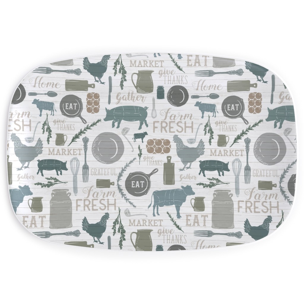 Sing for Your Supper - Gather Round & Give Thanks Serving Platter, Blue