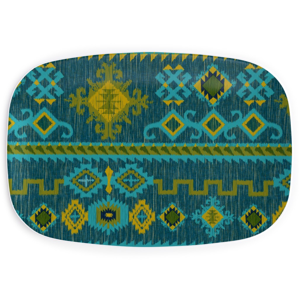 Kilim - Ocean Tones Serving Platter, Green, Classic Green