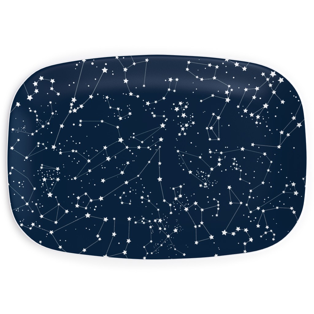 Constellations - White Stars on Navy Serving Platter, Blue, True Blue