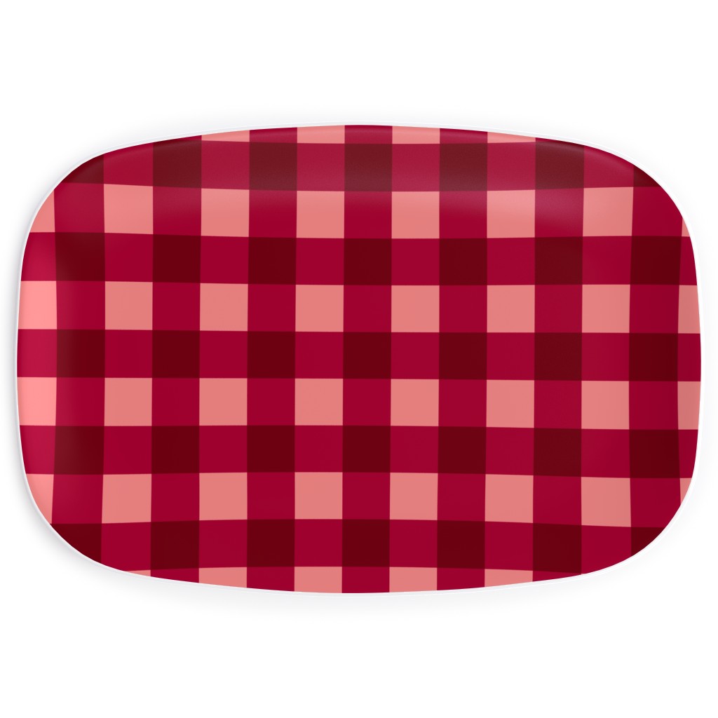 Gingham Check - Red and Pink Serving Platter, Red, Red