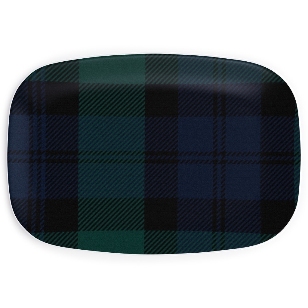 Blackwatch Tartan - Black Serving Platter, Black