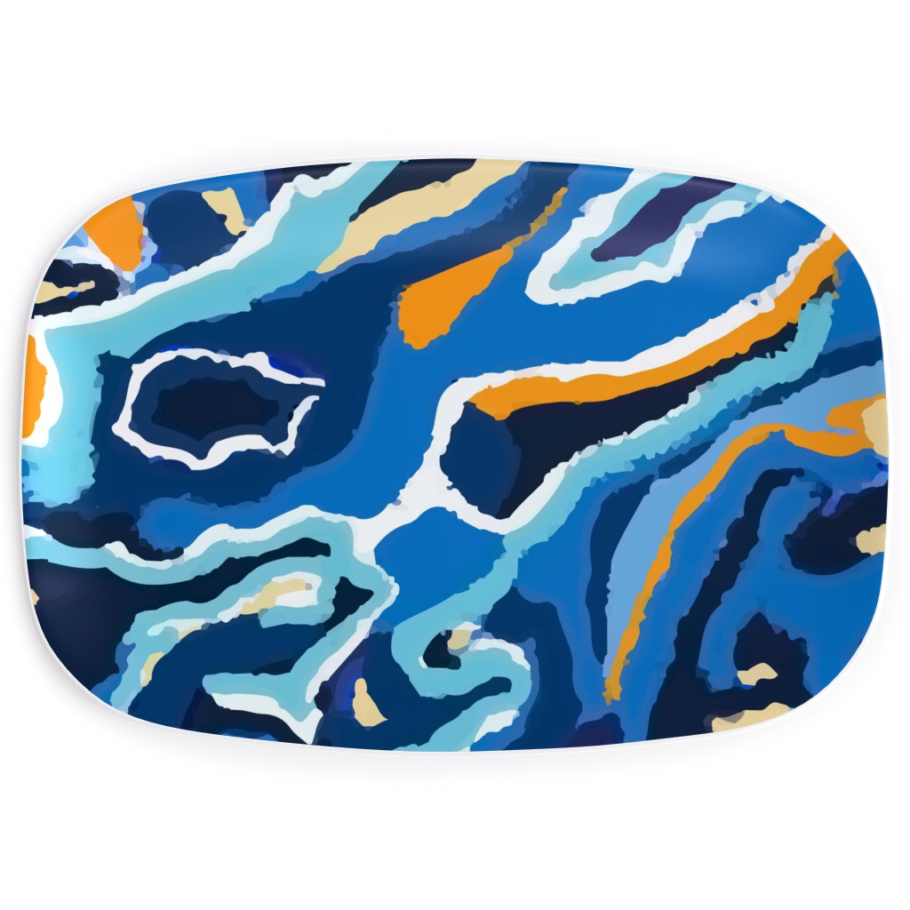 Psychedelic Blues Serving Platter, Blue