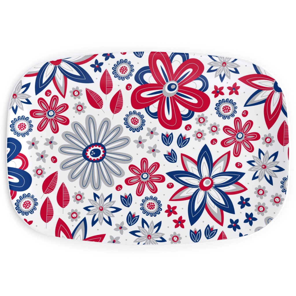 Bohemian Fields - Red, White and Blue Serving Platter, Red