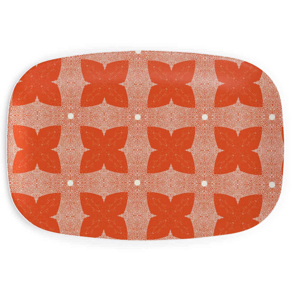 Red Geo Garden - Red Serving Platter, Red