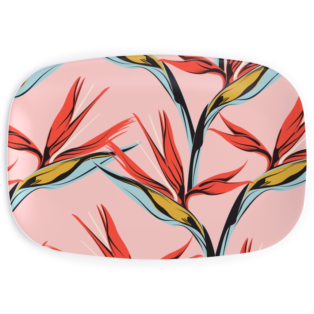 Bird of Paradise Serving Platter, Pink