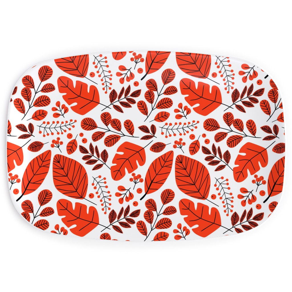 Red Leaves Serving Platter, Red
