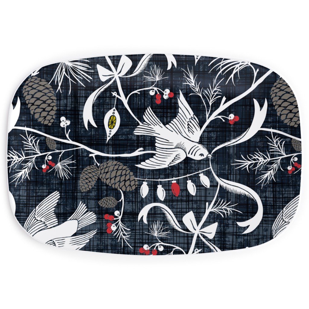 Merry Forest Serving Platter, Black, Golden