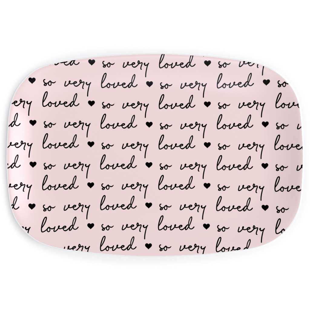so Very Loved - Pink and Black Serving Platter, Pink