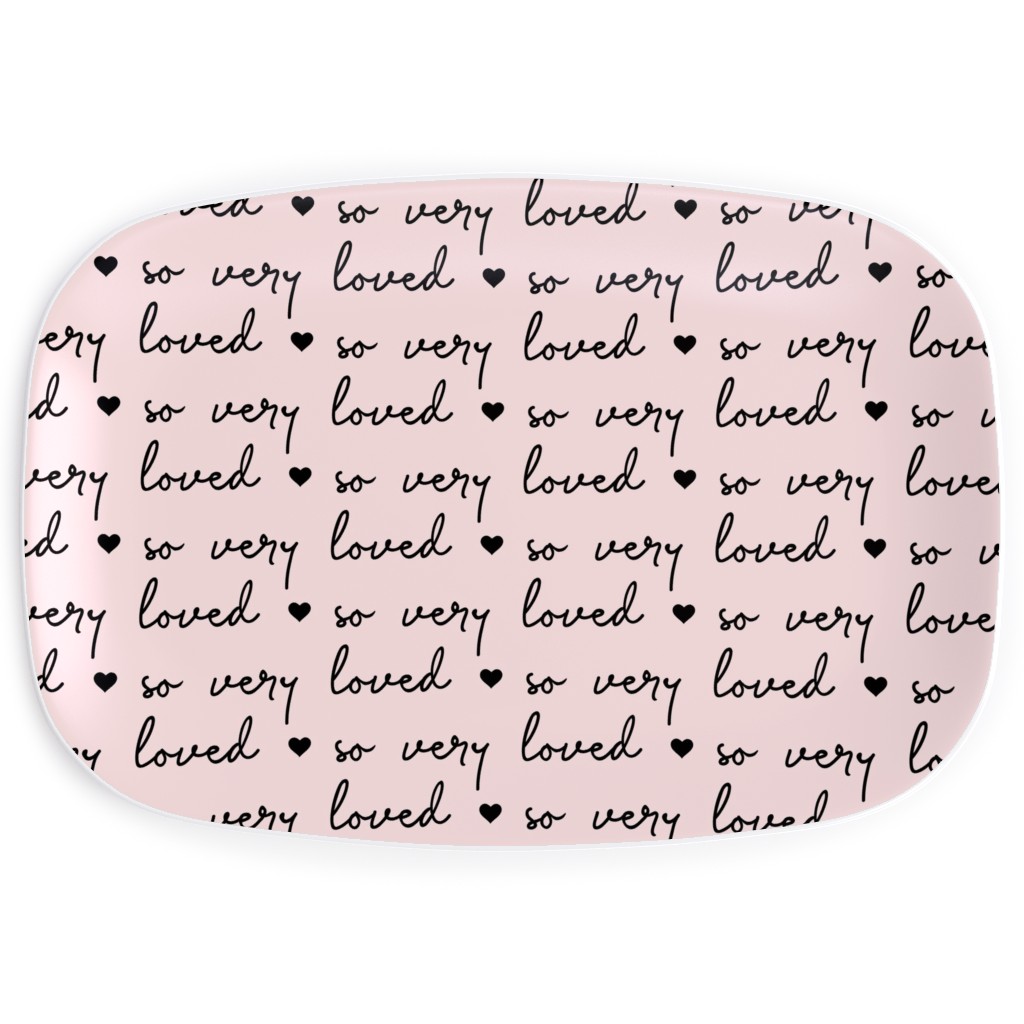 so Very Loved - Pink and Black Serving Platter, Pink, Bright Pink