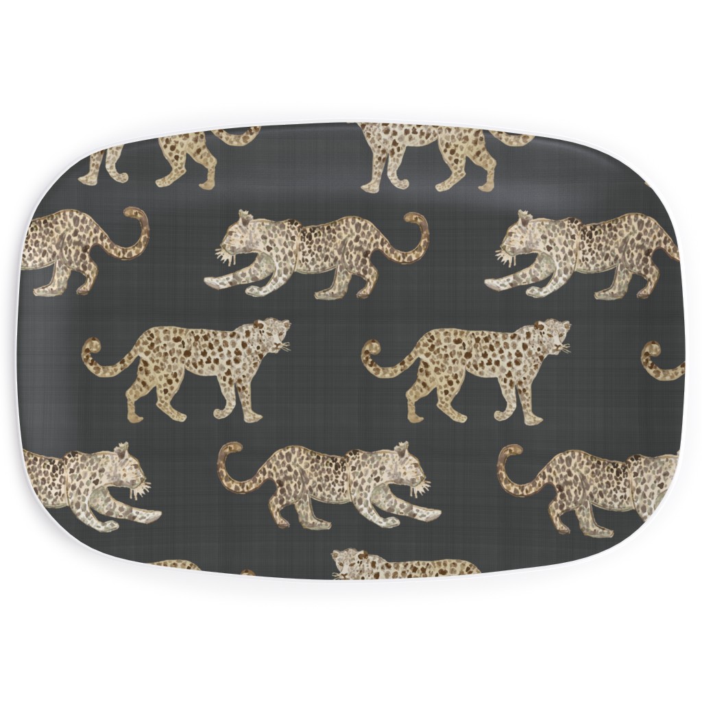 Leopard Parade Serving Platter, Gray