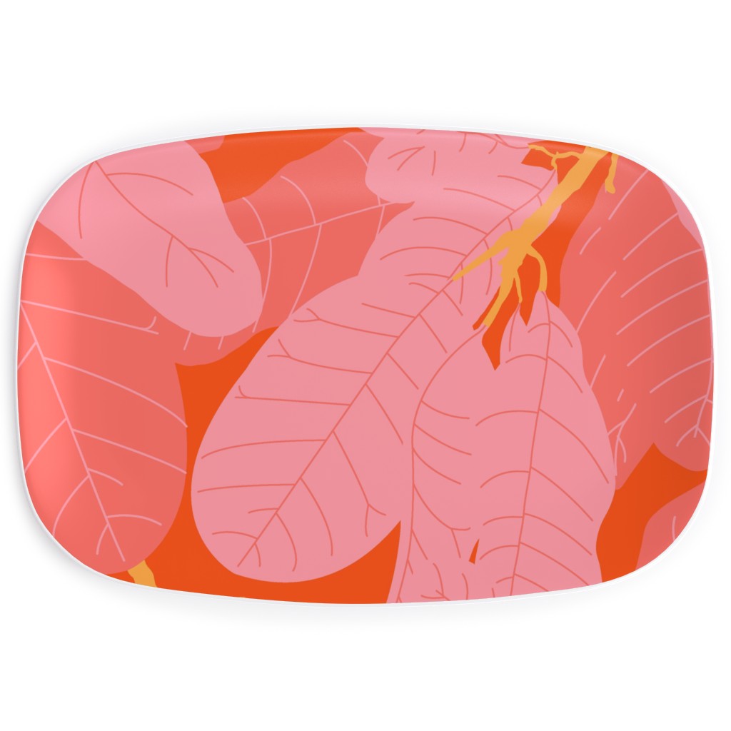 Tropical Banana Leaves - Coral Spice Serving Platter, Pink
