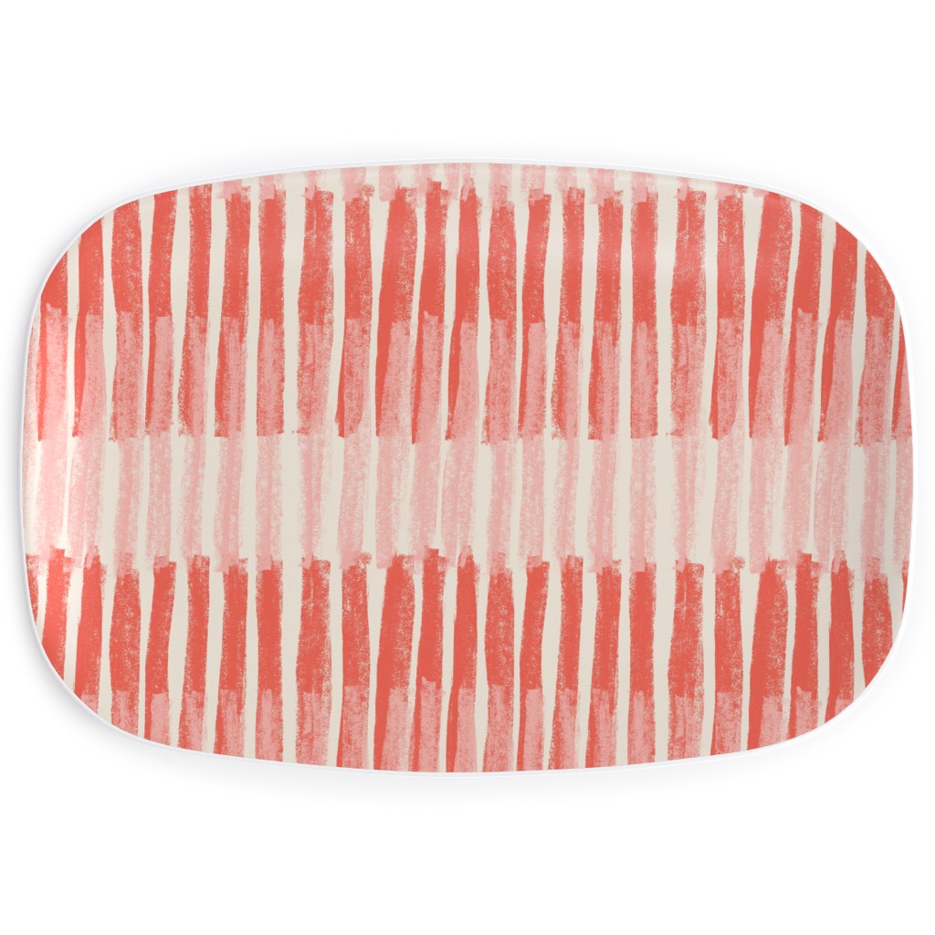 Strips - Coral Serving Platter, Pink