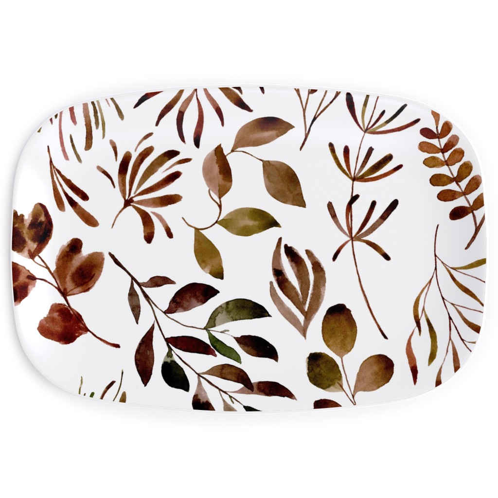 Leaves Nature Botanical Prints Serving Platter, Brown, Cocoa