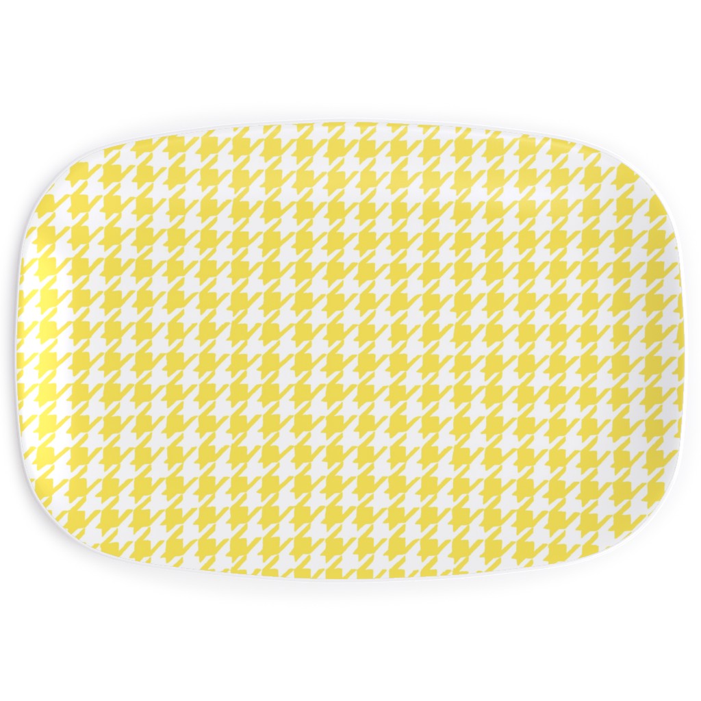 Happy Houndstooth Serving Platter, Yellow