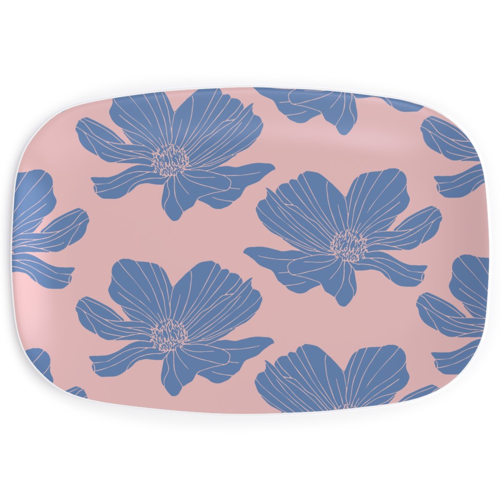 Poppies Serving Platter, Pink