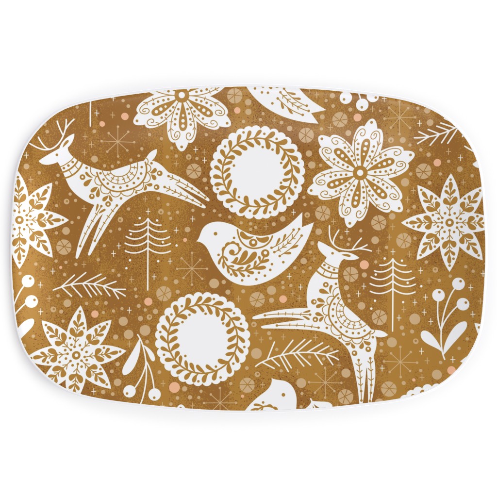 Gingerbread Forest - Brown & White Serving Platter, Brown