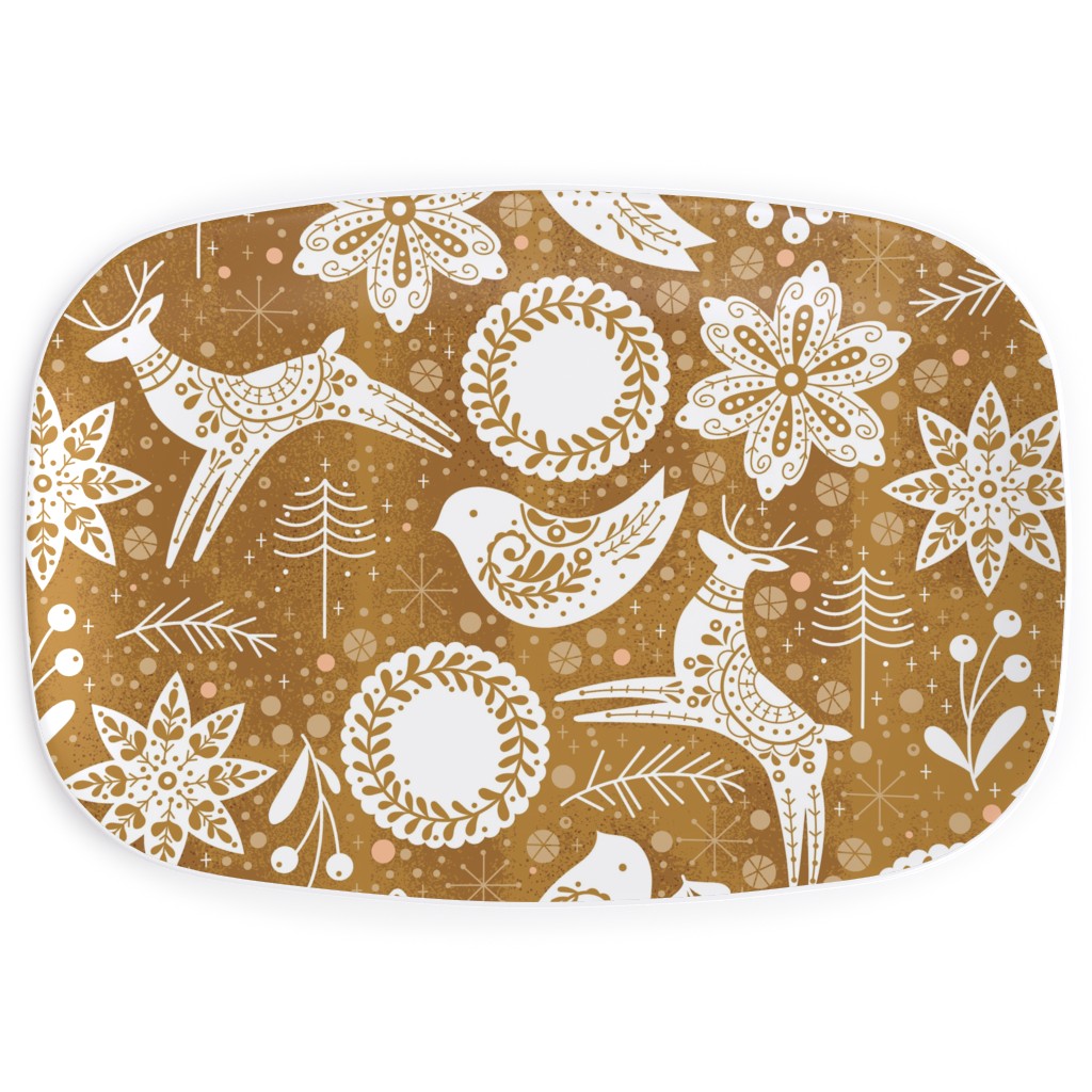 Gingerbread Forest - Brown & White Serving Platter, Brown, Brown