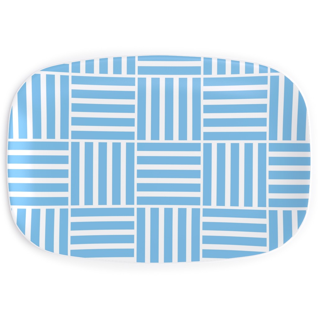South Beach Stripe - Neptune Serving Platter, Blue, True Blue