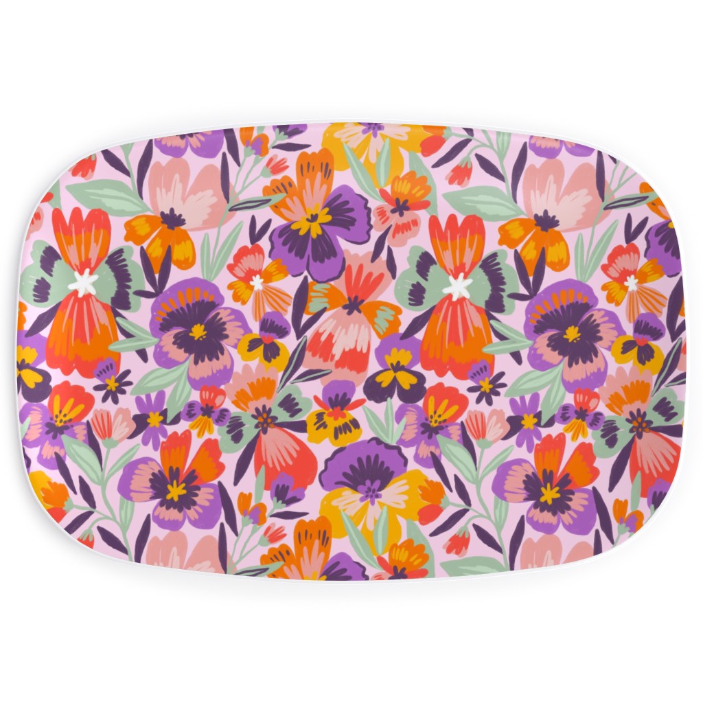 Pansies Serving Platter, Multicolor