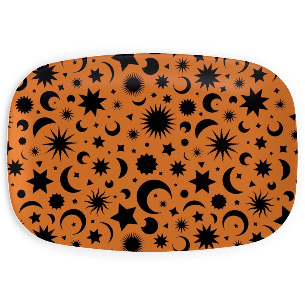 Celestial Kilim - Orange and Black Serving Platter, Orange