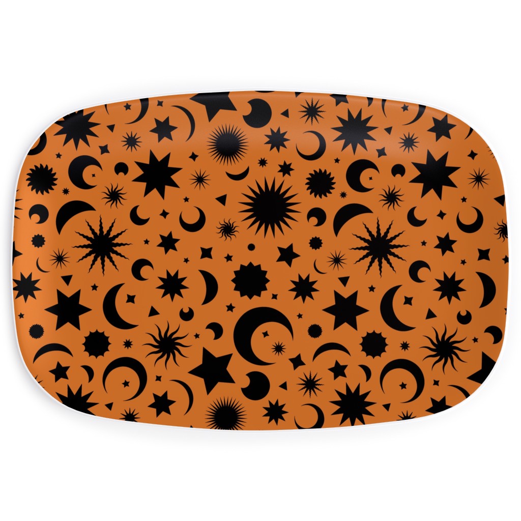Celestial Kilim - Orange and Black Serving Platter, Orange, Orange