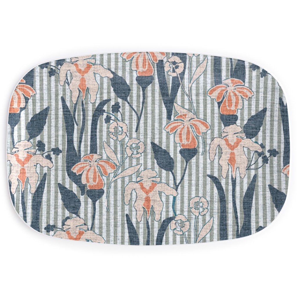 Farmhouse Floral Iris Serving Platter, Blue, True Blue